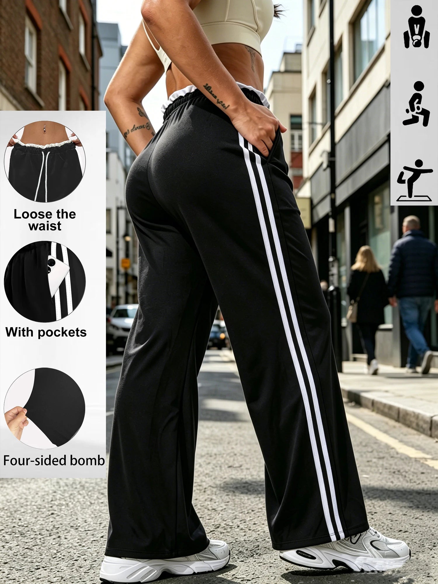 Plus Size Straight Leg Pants Women Plus Size Wide Leg Yoga Pants  Sweatpants Plus Size Palazzo Pants Lounge with Pockets