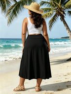 Plus Size Women's Pocket-Detail Leggings with Sandy Skirt Women Skorts