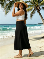 Plus Size Women's Pocket-Detail Leggings with Sandy Skirt Women Skorts
