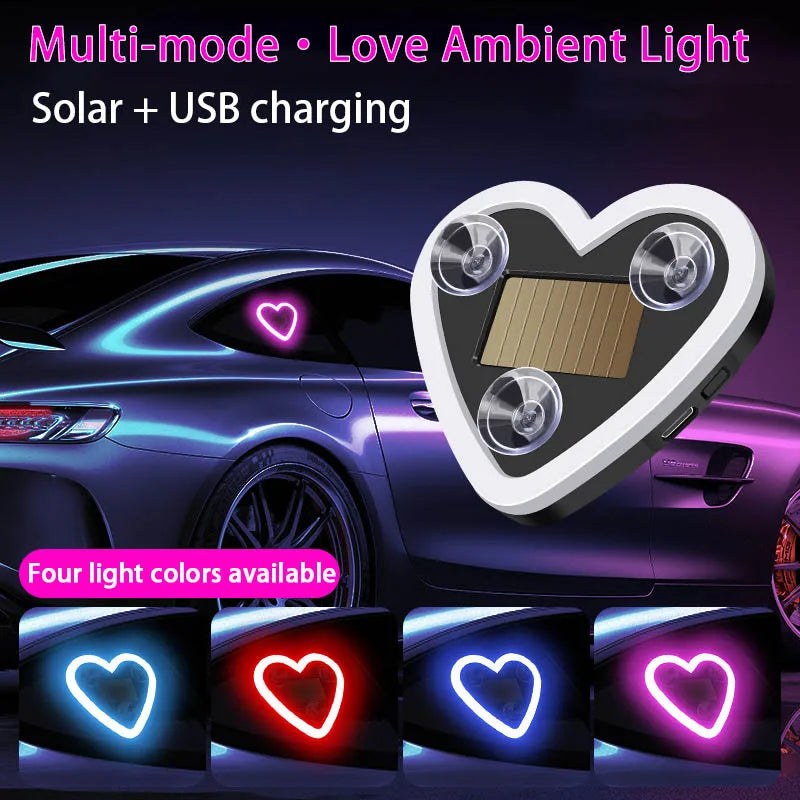 Car LED Love atmosphere window light decoration lights glowing Solar lights USB wiring car modification neon Car Decoration