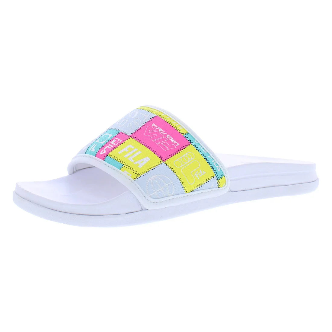 Fila Drifter Lux Patchwork Slide Womens White/Multicolor/Multicolor Slides Fila Lux Patchwork Slide Shoes | 100% Authentic