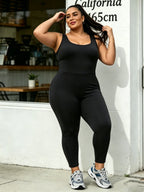 Plus Size Women Workout  Jumpsuit Yoga  Bodycon One Piece Tank Top Leggings Romper Plus Jumpsuit