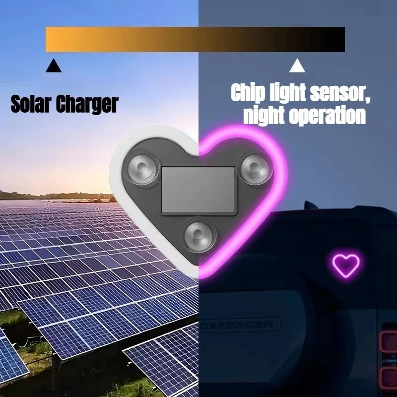 Car LED Love atmosphere window light decoration lights glowing Solar lights USB wiring car modification neon Car Decoration