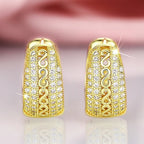 Luxury 22k White Gold Plated 925 Silver Huggie Earrings Brilliant Cut Diamond Micro Insert for Women Everyday Wear Fine Jewelry