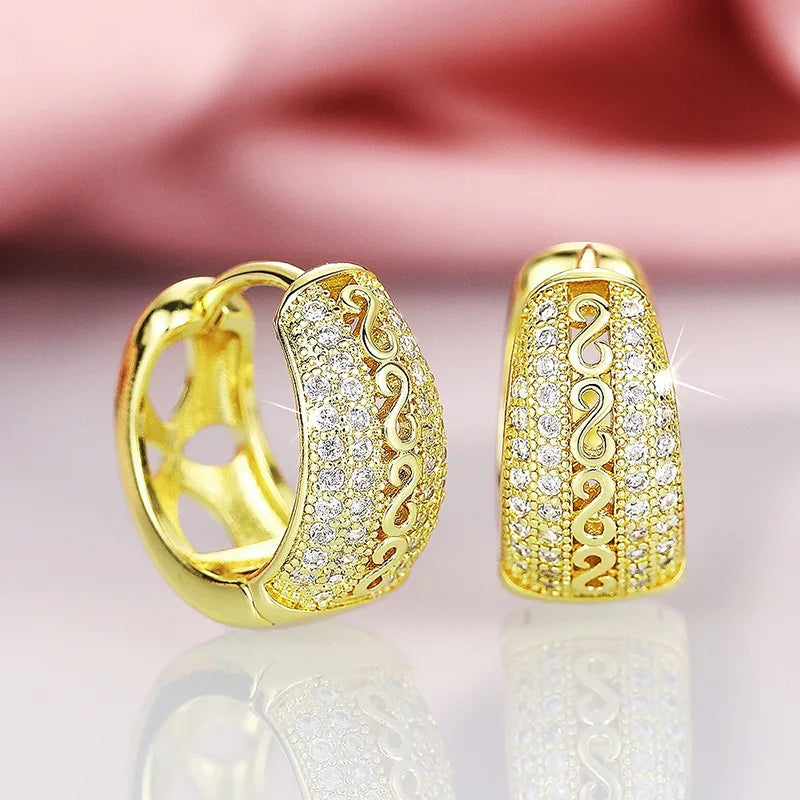 Luxury 22k White Gold Plated 925 Silver Huggie Earrings Brilliant Cut Diamond Micro Insert for Women Everyday Wear Fine Jewelry