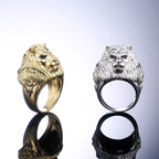 H109 Lion Head Ring 24K Gold Plated Brass Men's Fashion Statement Gift Jewelry