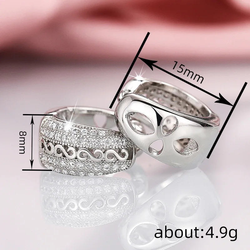 Luxury 22k White Gold Plated 925 Silver Huggie Earrings Brilliant Cut Diamond Micro Insert for Women Everyday Wear Fine Jewelry