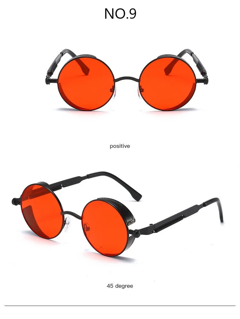 Metal Steampunk Sunglasses Men Women Fashion Round Glasses Brand Designer Vintage Sun Glasses High Quality Oculos de sol UV400