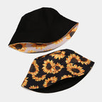 New Double-side Harajuku Bucket Hat Fishing Outdoor Cap Women Bucket Fishing Hats Sunscreen Sunflower Embroidery Fisherman Hat