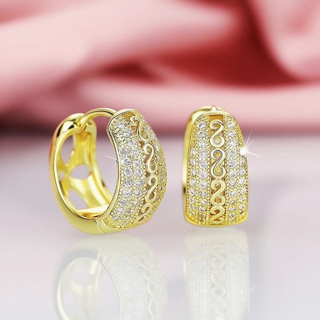Luxury 22k White Gold Plated 925 Silver Huggie Earrings Brilliant Cut Diamond Micro Insert for Women Everyday Wear Fine Jewelry