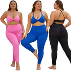 2 Piece Lounge Set Plus Size Sports Bra Custom Logo Women's High Support Yoga Top Gym Activewear Casual Activewear Tracksuit