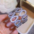T0238 White Gold Diamond Ring Women's Luxury Wedding Band G Color Natural Diamonds Elegant Design