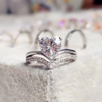 H305 Heart Moissanite Ring 925 Silver Pave Setting Engagement Band For Women