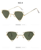 Retro Alloy Triangle Punk Sunglasses Men Hollow Eyewear Candy Colors Gradient Gothic Sun Glasses For Women Openwork Metal Frame