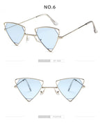 Retro Alloy Triangle Punk Sunglasses Men Hollow Eyewear Candy Colors Gradient Gothic Sun Glasses For Women Openwork Metal Frame