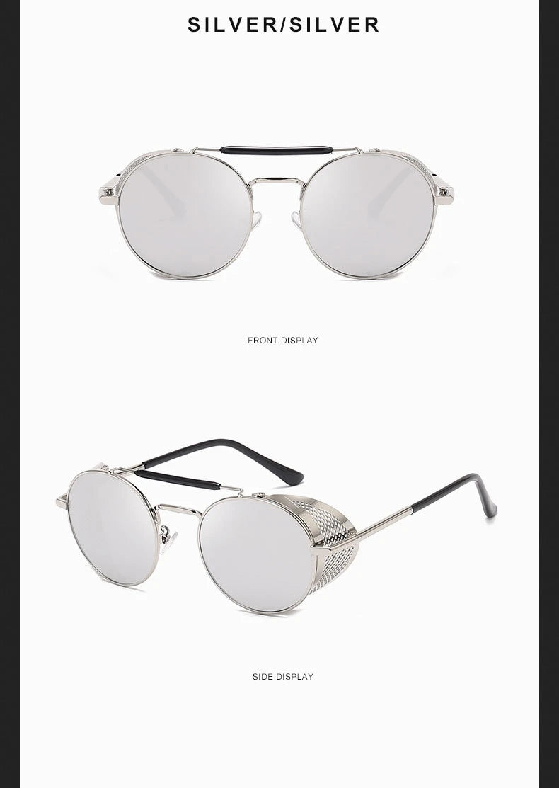Trendy Retro Steampunk Sunglasses Men Brand Designer Round Steam Punk Alloy Sun Glasses Goggle For Women UV400 Gafas de Sol