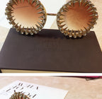 Retro Round Punk Style Sunglasses Women 2021 Metal Diamond Sun Glasses Gold Bullet Crystal Exaggeration Eyewear Glasses UV400