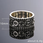 F641 Men's Stainless Steel Ring Antique Silver Plated Screw Pattern Fashion Ring Gift Jewelry