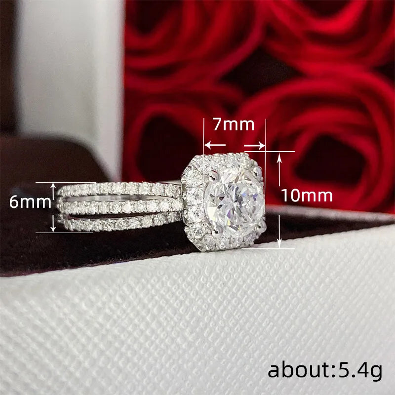 Q657 Diamond Ring Asscher Cut Natural Diamond Women's Classic Engagement Ring