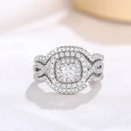 H487 Diamond Ring White Gold Round Brilliant Cut Natural Diamond Engagement Women's Jewelry D Color
