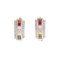 Trendy Huggie Earrings Women's Colorful Crystal Rhinestone Geometric Alloy Party Jewelry Princess Cut Channel Setting