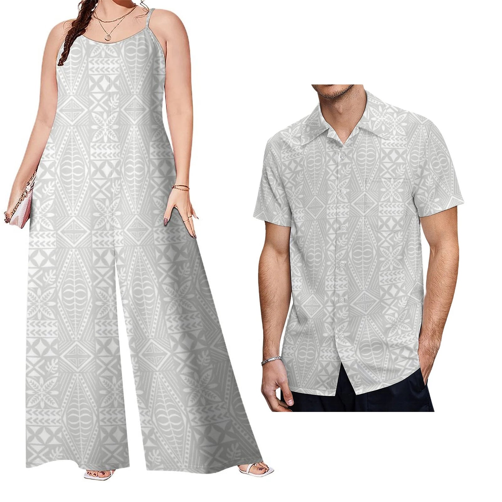 New Arrivals 2023 Luxury Design Match Clothes for Couple Polynesian Tapa Tribal Plus Size Fashion Custom Set of Couples 1 MOQ