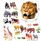 Dinosaur Lion Toy Children Little Boy Big Tyrannosaurus Triceratops Soft PVC World Simulation Animal Storage Box Set