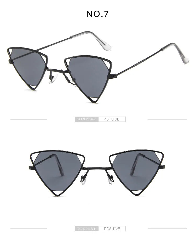 Retro Alloy Triangle Punk Sunglasses Men Hollow Eyewear Candy Colors Gradient Gothic Sun Glasses For Women Openwork Metal Frame