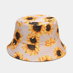 New Double-side Harajuku Bucket Hat Fishing Outdoor Cap Women Bucket Fishing Hats Sunscreen Sunflower Embroidery Fisherman Hat