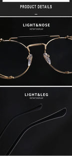 Trendy Retro Steampunk Sunglasses Men Brand Designer Round Steam Punk Alloy Sun Glasses Goggle For Women UV400 Gafas de Sol