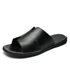 New Products 2025 Wholesale Outdoor Men's Slippers Handmade Leather Sandals Slides Footwear Flat Sandals