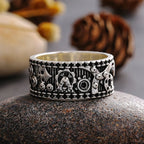 F641 Men's Stainless Steel Ring Antique Silver Plated Screw Pattern Fashion Ring Gift Jewelry