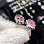 CAOSHI Luxury Women's Stud Earrings for Party Dazzling Pink/White/Yellow Zirconia Accessories Exquisite Design Jewelry Chic Gift