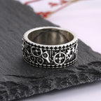 F641 Men's Stainless Steel Ring Antique Silver Plated Screw Pattern Fashion Ring Gift Jewelry