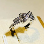 Q722 Geometric Ring Micro Pave Lab Created Cubic Zirconia Unisex Fashion Jewelry Gift