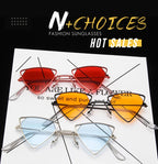 Retro Alloy Triangle Punk Sunglasses Men Hollow Eyewear Candy Colors Gradient Gothic Sun Glasses For Women Openwork Metal Frame