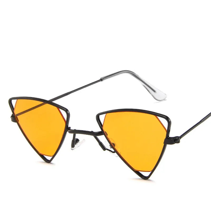 Retro Alloy Triangle Punk Sunglasses Men Hollow Eyewear Candy Colors Gradient Gothic Sun Glasses For Women Openwork Metal Frame