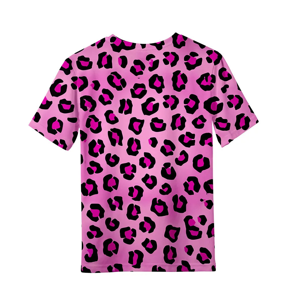Children's Clothing Leopard Print Girls Clothes 2 to 8 Years Blouse for Girls Short Sleeve Tee Tops Fashion Children's T-Shirts