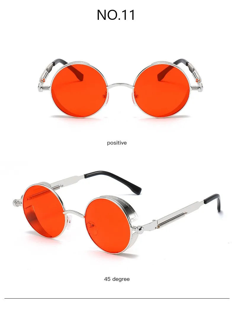 Metal Steampunk Sunglasses Men Women Fashion Round Glasses Brand Designer Vintage Sun Glasses High Quality Oculos de sol UV400