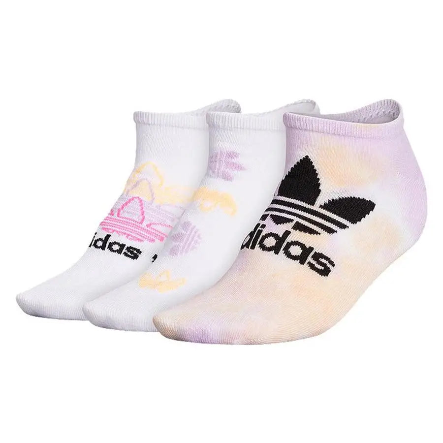 For Originals Trefoil No Show 3-Pair Women's Athletic Socks Acid Orange/Clear Lilac/Black White Color Scheme 100% Authentic