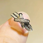 Q722 Geometric Ring Micro Pave Lab Created Cubic Zirconia Unisex Fashion Jewelry Gift