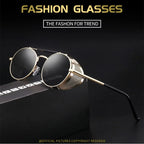 Trendy Retro Steampunk Sunglasses Men Brand Designer Round Steam Punk Alloy Sun Glasses Goggle For Women UV400 Gafas de Sol