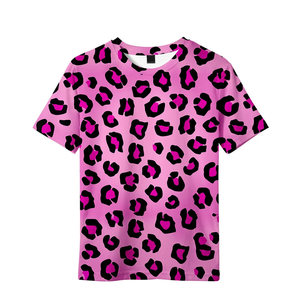 Children's Clothing Leopard Print Girls Clothes 2 to 8 Years Blouse for Girls Short Sleeve Tee Tops Fashion Children's T-Shirts