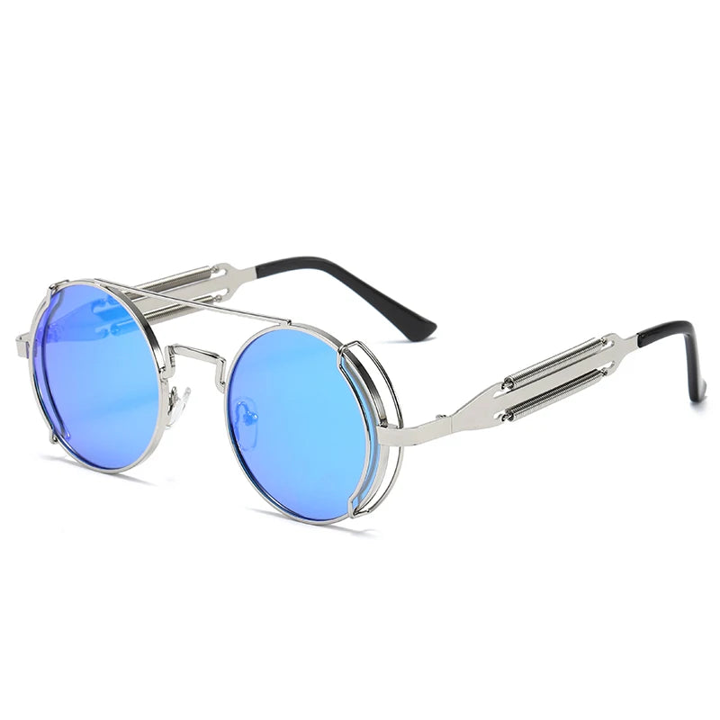 Punk Steampunk Sunglasses Retro Men's Brand Designer Round Punk Eyewear Gothic Style Products Women UV400 Sunglasses