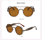Punk Steampunk Sunglasses Retro Men's Brand Designer Round Punk Eyewear Gothic Style Products Women UV400 Sunglasses