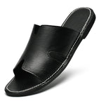 New Products 2025 Wholesale Outdoor Men's Slippers Handmade Leather Sandals Slides Footwear Flat Sandals
