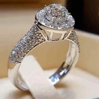 F912 Diamond Ring White Gold Natural Round Brilliant Cut D Color Engagement Women's Jewelry