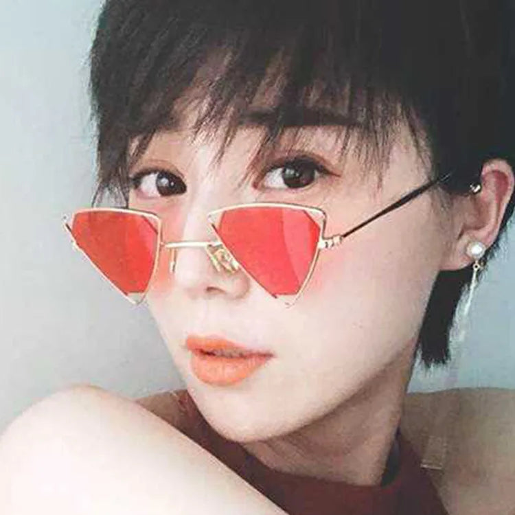 Retro Alloy Triangle Punk Sunglasses Men Hollow Eyewear Candy Colors Gradient Gothic Sun Glasses For Women Openwork Metal Frame