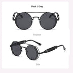 Punk Steampunk Sunglasses Retro Men's Brand Designer Round Punk Eyewear Gothic Style Products Women UV400 Sunglasses