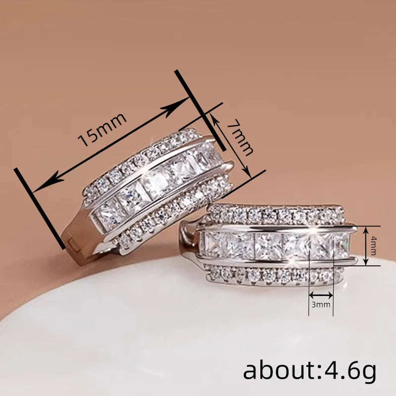 Trendy Huggie Earrings Women's Colorful Crystal Rhinestone Geometric Alloy Party Jewelry Princess Cut Channel Setting
